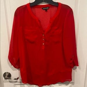 Express Red Sheer Blouse